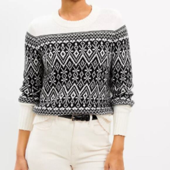 LOFT Black and White Fair Isle Women's Sweater Size S - Picture 1 of 5